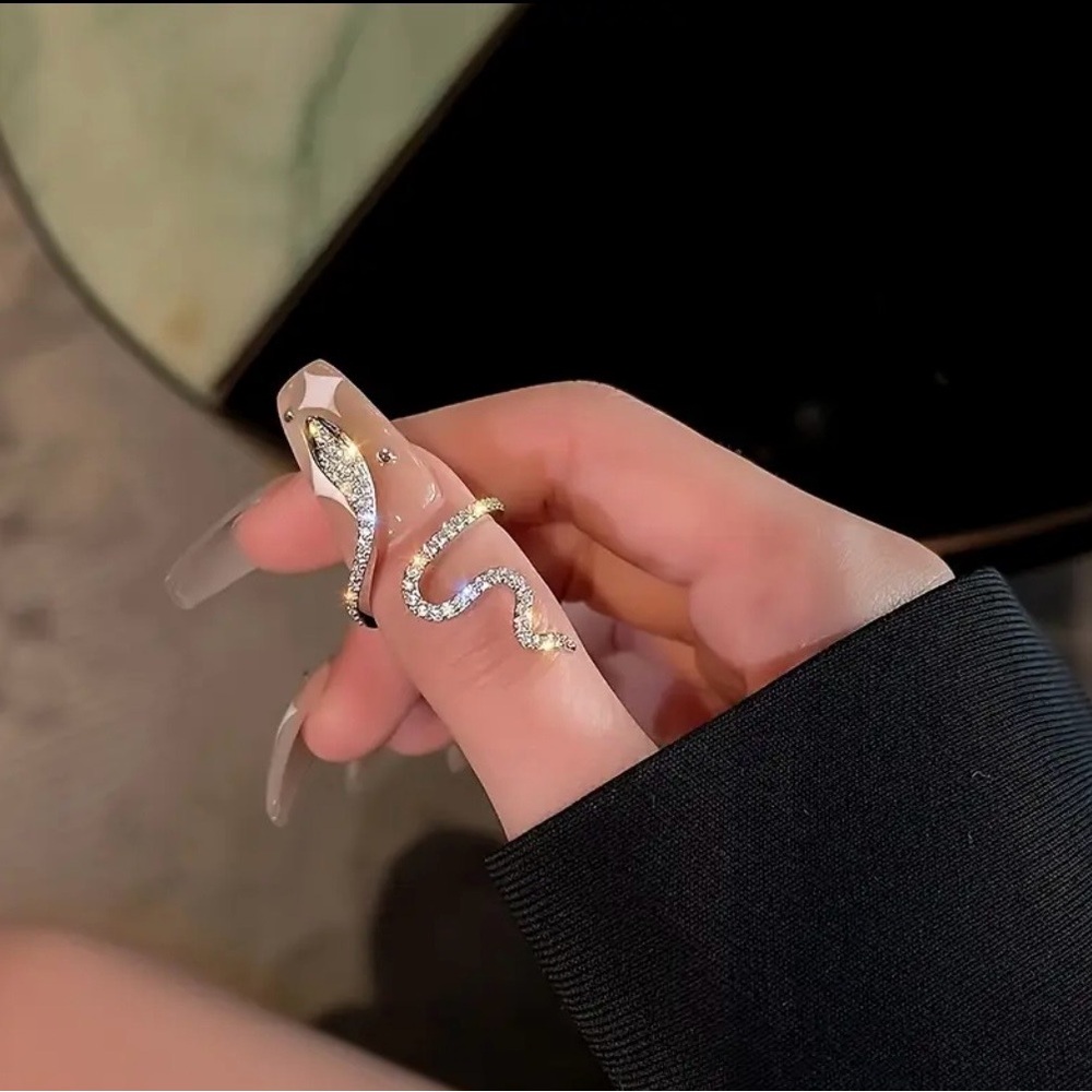 Silver Snake Ring with Crystals, NEW - Picture 4 of 7